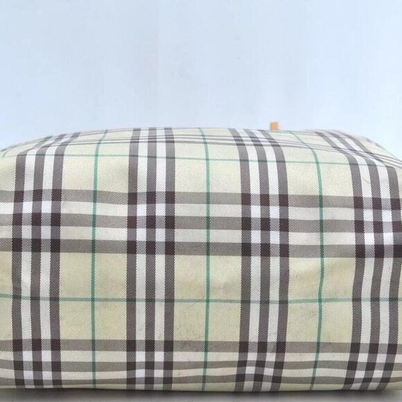Authentic BURBERRY Check Nylon Leather Shoulder Tote Bag Yellow Green K8189 - Picture 9 of 15